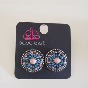 Paparazzi Turquoise And Tan Stone Stud Earrings